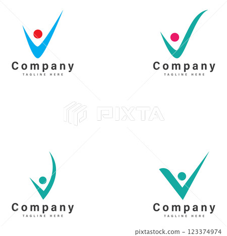 letter v with people logo vector illustration icon letter v with people logo vector illustration icon 123374974