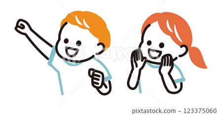 穿著運動服的孩子歡呼 穿著運動服的孩子歡呼 123375060