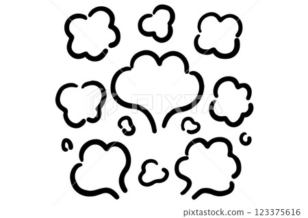 Hand-drawn illustration set of puffy steam and smoke_black 123375616