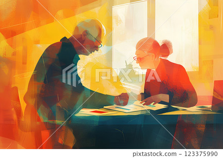 Senior couple discussing the future-1 Senior couple discussing the future-1 123375990