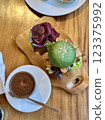 Vegan green burger with beans 123375992