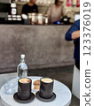 A cup of coffee cappuccino or latte on the table 123376019