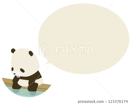 Smiling panda taking a foot bath. With speech bubble. Smiling panda taking a foot bath. With speech bubble. 123376174