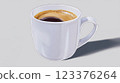 Minimalist White Ceramic Coffee Cup with Espresso on Grey Background ai generative ai generative 123376264