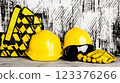 Yellow Safety Gear Helmets, Gloves, and Goggles for Construction and Industrial Protection ai generative ai generative 123376266