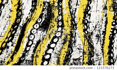 Abstract Yellow and Black Grunge Octopus Tentacles Pattern ai generative ai generative 123376273