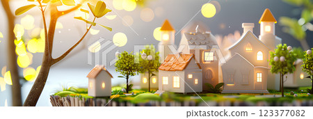 Cute townscape on a stump-3 (3D) 123377082