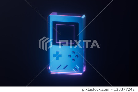A game machine with dark neon light effect, 3d A game machine with dark neon light effect, 3d 123377242