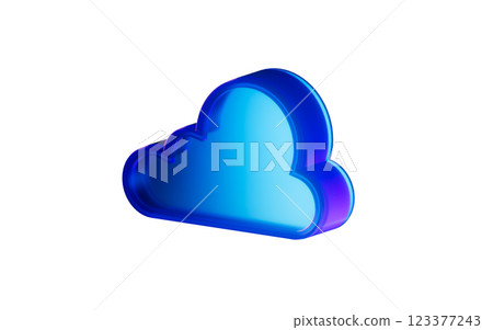 Cloud computing with dark neon light effect, 3d 123377243