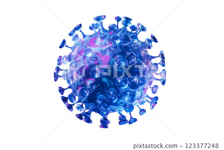 Virus with dark neon light effect, 3d rendering. 123377248