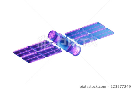 Artificial satellite with dark neon light effect, 123377249