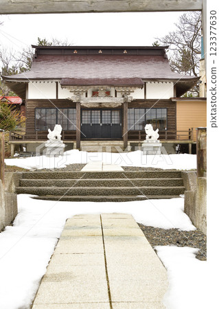 冬季拍攝北海道江差的柏森神社場地 冬季拍攝北海道江差的柏森神社場地 123377630