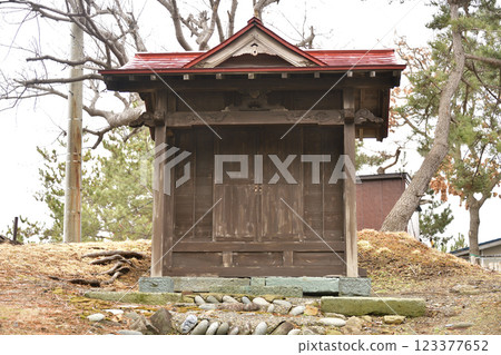 冬季拍攝北海道江差的柏森神社場地 123377652