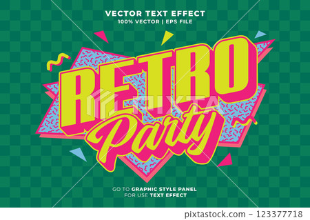 Retro Party editable text effect 3d cartoon template style premium vector. eps vector file 123377718