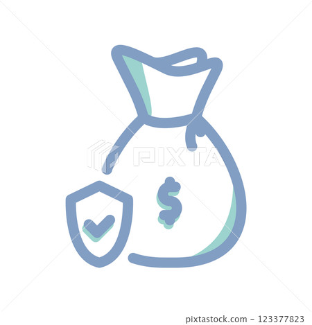A simple icon that illustrates bag cash, protected A simple icon that illustrates bag cash, protected 123377823