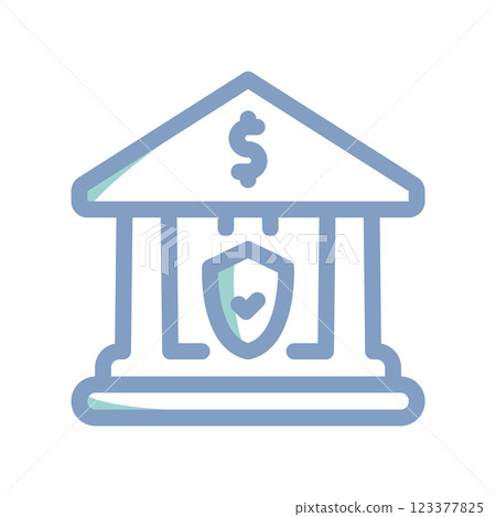 A simple icon that illustrates bank building, insurance A simple icon that illustrates bank building, insurance 123377825