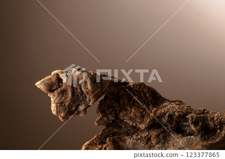 Dried wooden snag on a brown background. Dried wooden snag on a brown background. 123377865