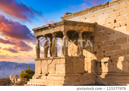 The majesty of the Erechtheion temple within the Parthenon 123377976