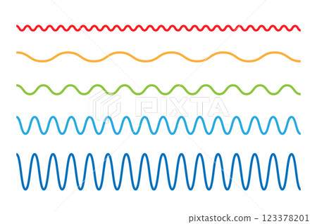 Set of jagged wavy lines, colorful 123378201