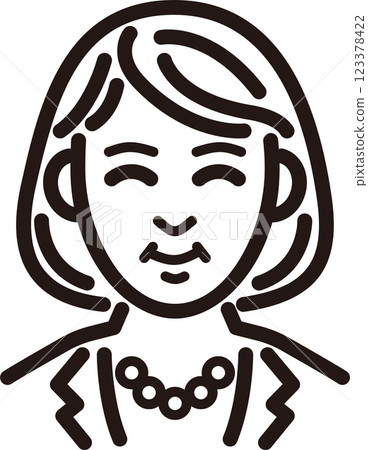 Person, woman, middle-aged, senior, business, suit, line, simple, icon, illustration, material 123378422