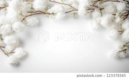 Beautiful white flowers creating a serene natural border 123378565
