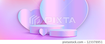 3d hologram pastel stage with gradient heart shape 3d hologram pastel stage with gradient heart shape 123378951