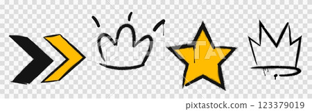 Graffiti paint icons set on transparent background Graffiti paint icons set on transparent background 123379019