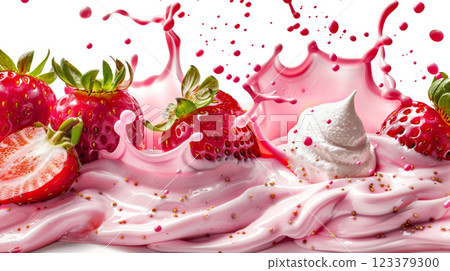 Strawberries in Creamy Pink Splash 123379300