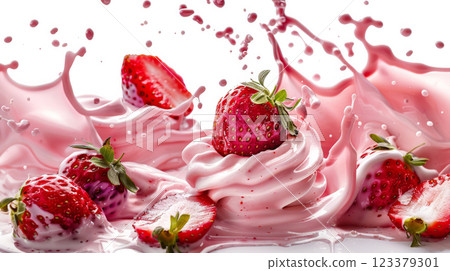 Strawberry Cream Splash Sensation 123379301