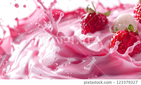 Strawberry Raspberry Cream Splash 123379327