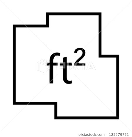 Bold Black Square ft2 Feet Squared, Modern Area Symbol 123379751