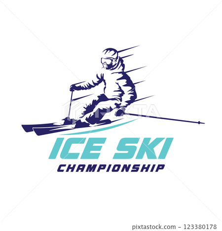 Ice Ski vector illustration logo design, perfect for event logo and ski school training 123380178