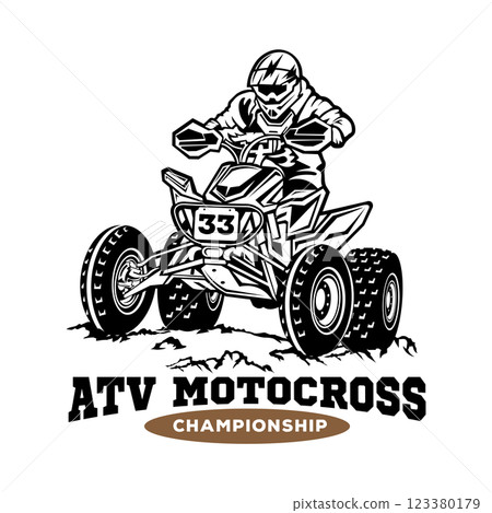 ATV Extreme sport racing vector illustration in pop colors, good for t shirt design and championship event logo 123380179