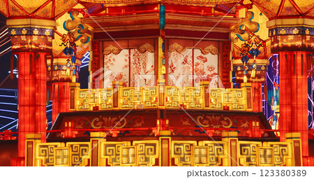 Beijing, China. Palace Lantern Reunion. On Chinese Lantern Festival, People Will Hang Red Lantern, Which Symbolizes Family Reunion. Zigong Lantern Festival In Beijing. Festival In Beijing Garden Expo Beijing, China. Palace Lantern Reunion. On Chinese Lantern Festival, People Will Hang Red Lantern, Which Symbolizes Family Reunion. Zigong Lantern Festival In Beijing. Festival In Beijing Garden Expo 123380389