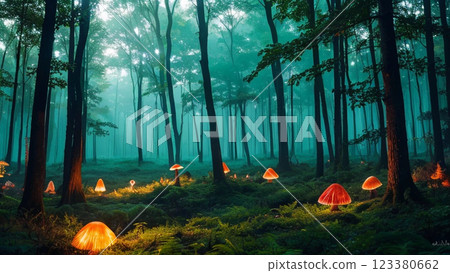 森林裡燃燒的紅燈籠 森林裡燃燒的紅燈籠 123380662