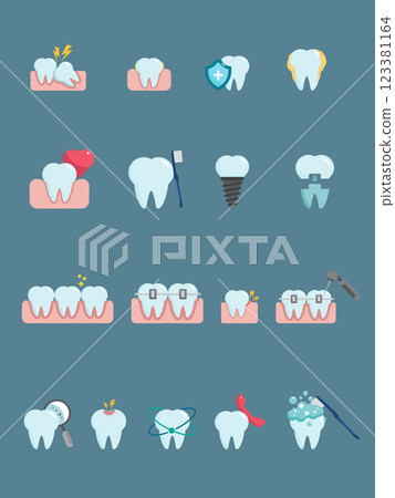 set of tooth mouth oral healthy care 123381164
