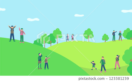 Illustration of people hiking 123381239