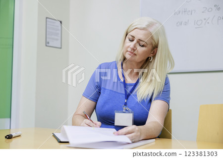 Senior woman working in a laboratory Senior woman working in a laboratory 123381303