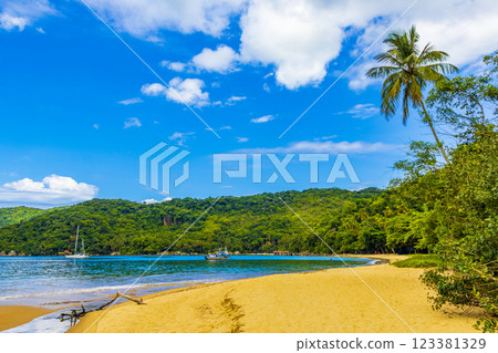 Mangrove and Pouso beach on tropical island Ilha Grande Brazil. Mangrove and Pouso beach on tropical island Ilha Grande Brazil. 123381329