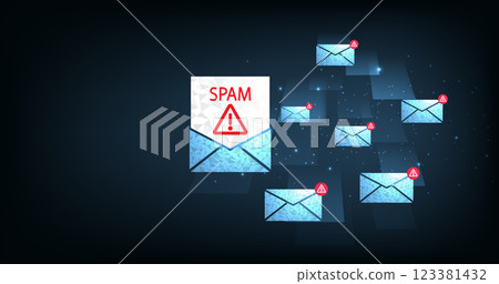 Email security protection alert concept. 123381432