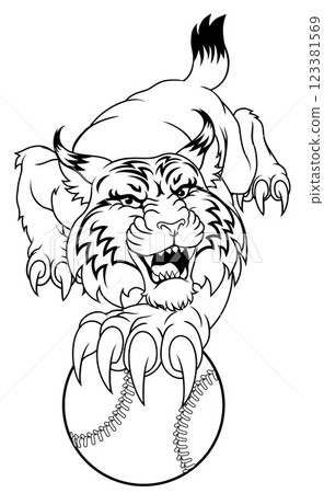 Wildcat Bobcat Baseball Ball Animal Team Mascot 123381569
