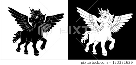 Unicorn Pegasus Wings Horn Horse Animal Cartoon Unicorn Pegasus Wings Horn Horse Animal Cartoon 123381629