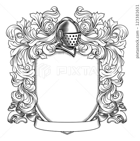 Coat of Arms Crest Knight Medieval Shield Heraldic 123381631