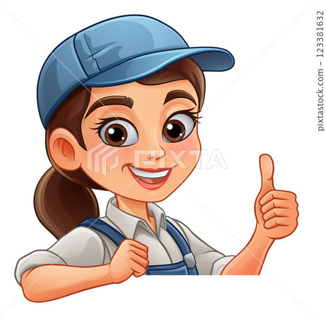 Woman Female Plumber Electrician Mechanic Cartoon Woman Female Plumber Electrician Mechanic Cartoon 123381632