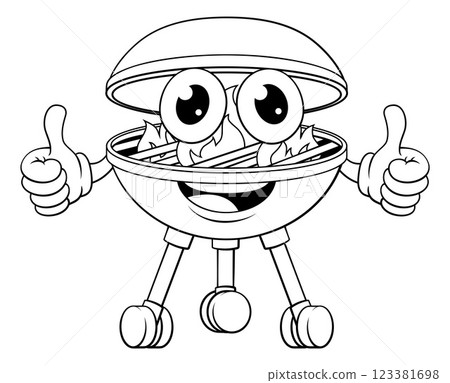 Barbecue Cartoon Mascot Charcoal BBQ Person Barbecue Cartoon Mascot Charcoal BBQ Person 123381698