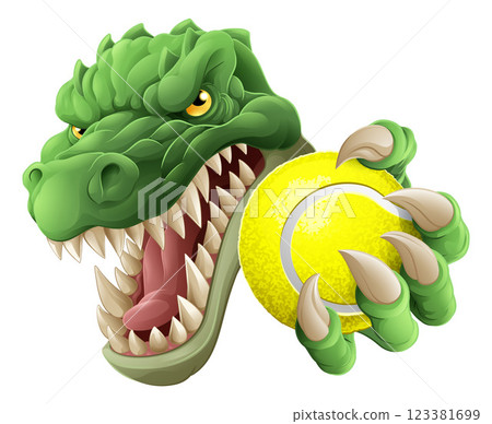 Crocodile Dinosaur Alligator Tennis Sports Mascot 123381699