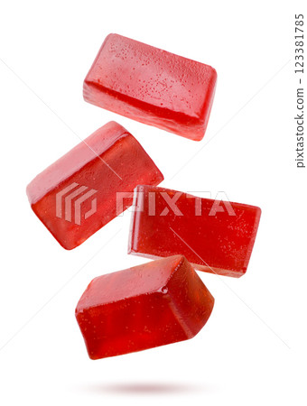 Marmalade flying on a white background. Jelly candies isolated 123381785