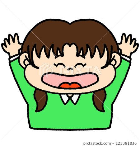 Illustration of a girl cheering with joy 123381836