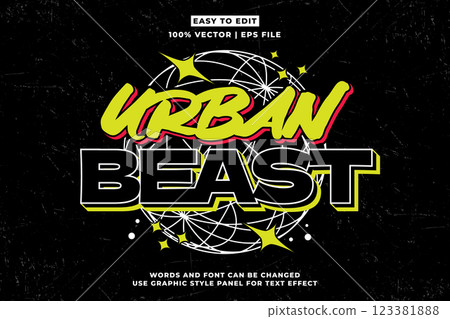 Streetwear retro vintage editable text effect for t-shirt design, urban street wear editable font vector style 123381888