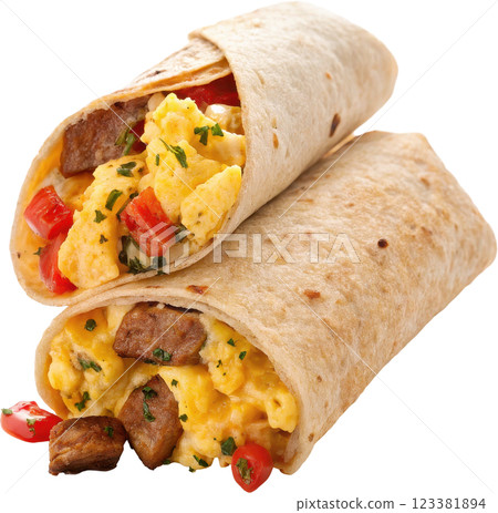 Appetizing Breakfast Burrito Filled with Savory Ingredients for a Satisfying Meal 123381894